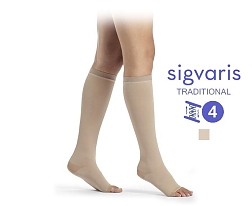 Компрессионные гольфы Sigvaris Traditional (каучук), серия 505, класс компрессии 4, открытый мысок